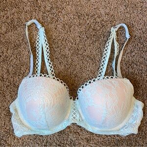 Victoria’s Secret Dream Angels Bra 34D Green Lace Lined Demi Underwire